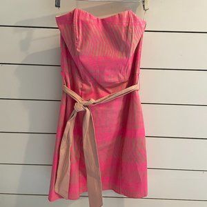 Hot Pink and Tan H&M Strapless Dress